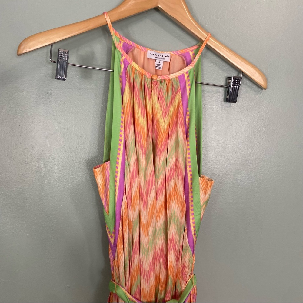 Current Air Printed Halter Neck Rainbow Pleated D… - image 3
